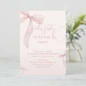 Pink Bow Girls Just Wanna be Twenty Birthday Kaart (Staand voorkant)