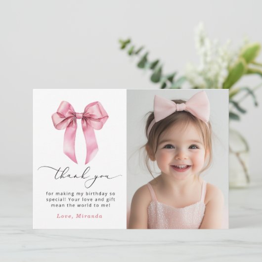 Pink Bow Girls wil gewoon een foto zijn Kaart (Staand voorkant)