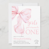 Pink Bow Girls willen gewoon een eerste verjaardag Kaart (Voorkant)