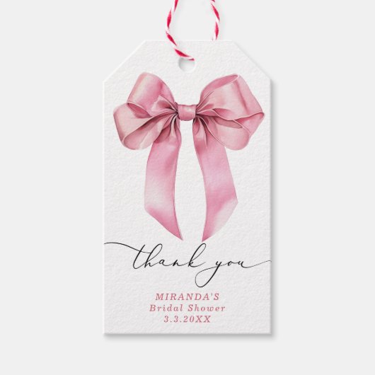 Pink Bow Girly Vrijgezellenfeest bedankt Cadeaulabel (Voorkant)