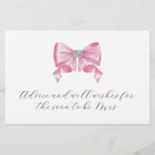 Pink Bow Glam Vrijgezellenfeest Advies Kaarten (Achterkant)