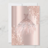 Pink Bow Glitter Drips,Dress Rose Gold Sweet 16 Kaart (Achterkant)