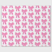 Pink Bow Glitter Wrapping Paper Cadeaupapier (Vlak)