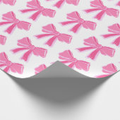Pink Bow Glitter Wrapping Paper Cadeaupapier (Hoek)