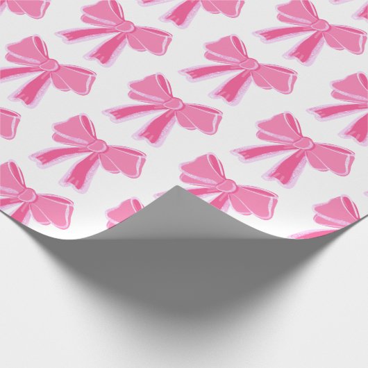 Pink Bow Glitter Wrapping Paper Cadeaupapier (Hoek)
