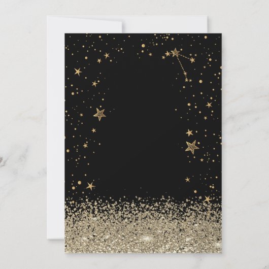 Pink Bow Gold Diamonds Stars Black Sweet 16 Kaart (Achterkant)