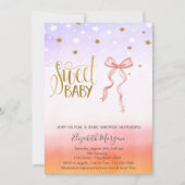 Pink Bow Gold Star Baby shower Invitation Kaart (Voorkant)