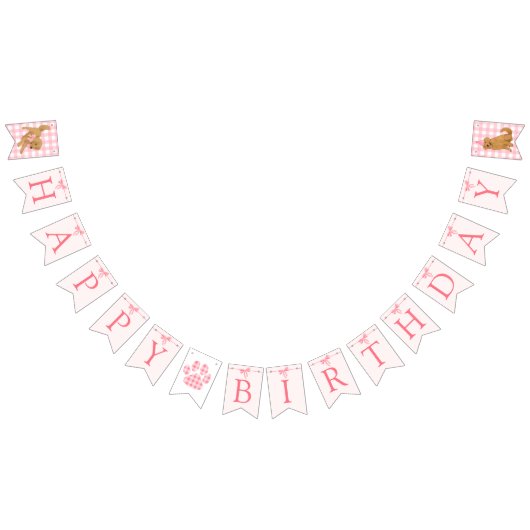 Pink Bow Golden Retriever Verjaardag Banner Vlagge (Alle)