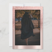 Pink Bow Grad Cap Rose Gold Glitter Graduation Kaart (Achterkant)