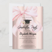 Pink Bow Grad Cap Rose Gold Your Photo Graduation Kaart (Voorkant)