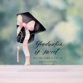 Pink Bow Gradatie Pet Afstuderen is Sweet Favors Acryl Bord (Neutraal)