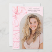Pink Bow Graduation Announcement Aankondiging (Voorkant)