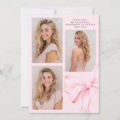 Pink Bow Graduation Announcement Aankondiging (Achterkant)