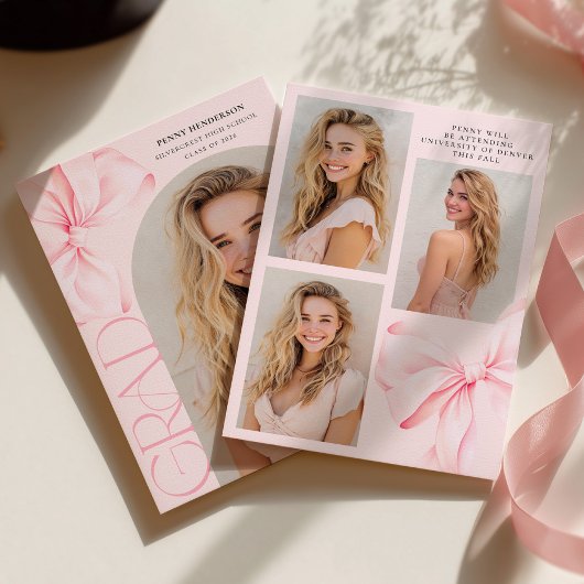 Pink Bow Graduation Announcement Aankondiging