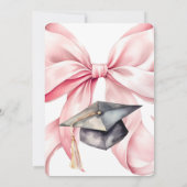 Pink Bow Graduation Invitation She Did it  Kaart (Achterkant)