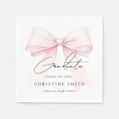Pink Bow Graduation Paper Napkins Servet (Voorkant)