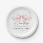 Pink Bow Graduation Paper Plates Papieren Bordje (Voorkant)