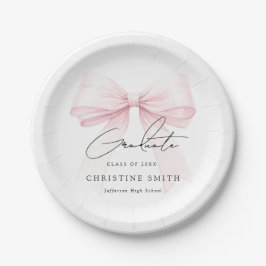 Pink Bow Graduation Paper Plates Papieren Bordje
