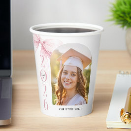 Pink Bow Graduation Papieren Bekers