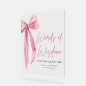 Pink Bow Graduation Party Advies Woorden van Wijsh Acryl Bord (Hoek)
