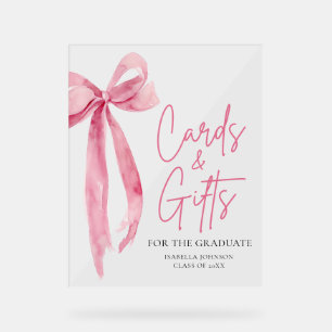 Pink Bow Graduation Party Afstuderen Kaarten en ge Acryl Bord