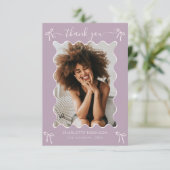 Pink Bow Graduation Party Bedankkaart (Staand voorkant)