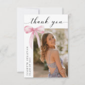 Pink Bow Graduation Party Bedankkaart (Voorkant)