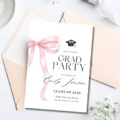 Pink Bow Graduation Party Coquette Modern Graduate Kaart