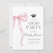Pink Bow Graduation Party Coquette Modern Graduate Kaart (Voorkant)