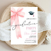 Pink Bow Graduation Party Kaart