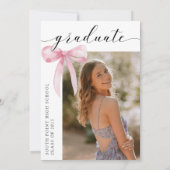 Pink Bow Graduation Party Kaart (Achterkant)