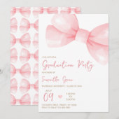 Pink Bow Graduation Party Kaart (Voorkant / Achterkant)