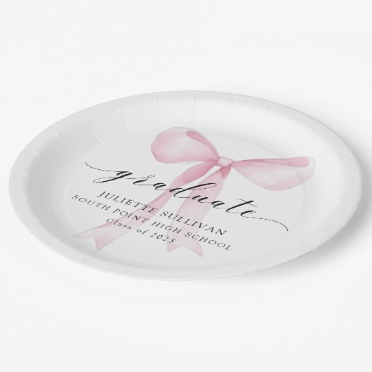Pink Bow Graduation Party Papieren Bordje (Gekanteld)