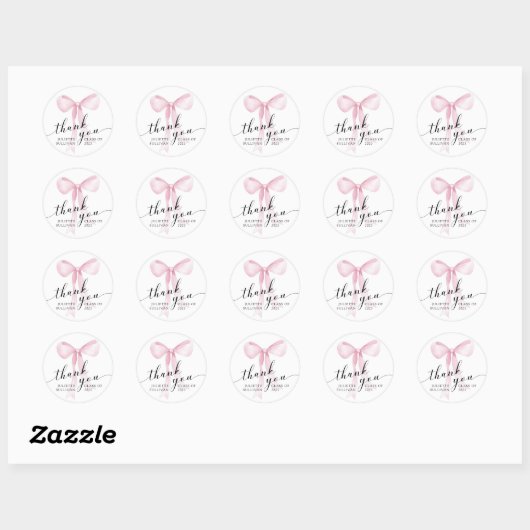 Pink Bow Graduation Party Ronde Sticker (Vel)