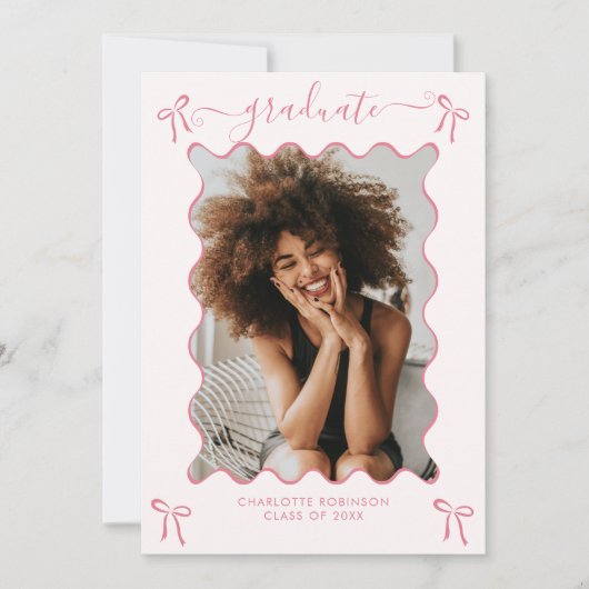 Pink Bow Graduation Party Uitnodiging (Voorkant)