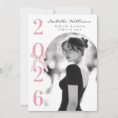 Pink Bow Graduation Photo Black and White Kaart (Voorkant)