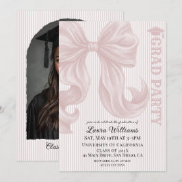 Pink Bow Graduation Photo Kaart