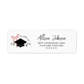Pink Bow Graduation Return Address Etiket (Voorkant)