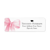 Pink Bow Graduation Return Address Etiket (Voorkant)