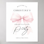 Pink Bow Graduation Sign Poster (Voorkant)