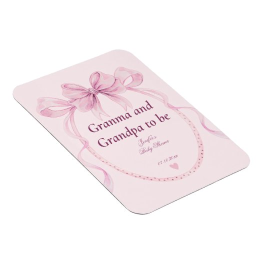 Pink Bow Grandma and Grandpa to Be Baby Shower Magneet (Rechterzijde)