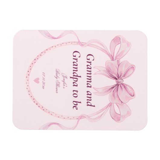 Pink Bow Grandma and Grandpa to Be Baby Shower Magneet (Horizontaal)