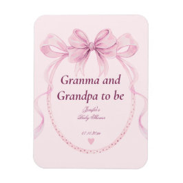Pink Bow Grandma and Grandpa to Be Baby Shower Magneet