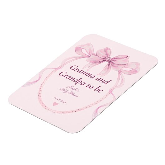 Pink Bow Grandma and Grandpa to Be Baby Shower Magneet (Linkerzijde)
