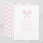 Pink Bow Grandmillennial Preppy Baby shower Kaart (Voorkant / Achterkant)
