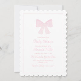 Pink Bow Grandmillennial Preppy Baby shower Kaart