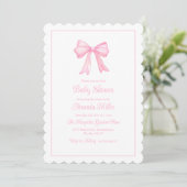 Pink Bow Grandmillennial Preppy Baby shower Kaart (Staand voorkant)