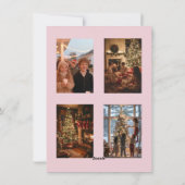 Pink Bow Green Garland Gingham Christmas 5 Foto Feestdagenkaart (Achterkant)