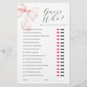 Pink Bow Guess Wie Vrijgezellenfeest spel Briefpapier (Voorkant)