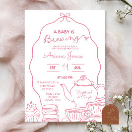Pink Bow Hand Doodle Een Baby is brouwen baby show Kaart